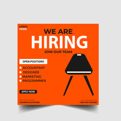 Wall Mural - We are hiring recruitment open job vacancy design vector social media post banner template or web banner layout