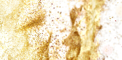 Aufkleber - Abstract gold glitter particles on white.  Perfect for festive designs, backgrounds, and more.