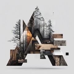 Poster - Geometric forest abstraction featuring contrasting textures and a triangular form