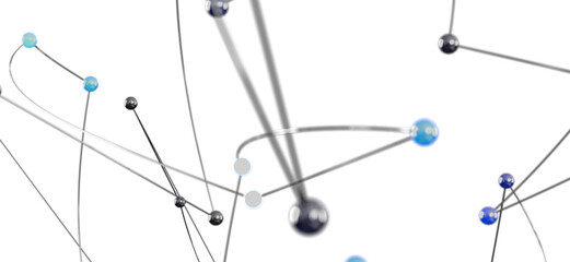 Leinwandbilder - 3D render of network nodes and connections.  Perfect for tech, communication, or global concepts.