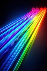 Poster - Abstract Rainbow Light Streaks Converging on Black Background Colorful Spectrum Futuristic Design Concept