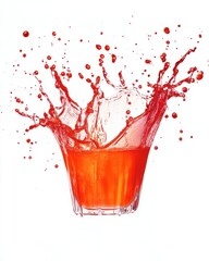 Poster - Red Juice Splashing in Glass on White Background High Speed Photography Studio Shot Drink Liquid Motion