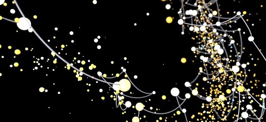 Aufkleber - Glowing orbs & lines, network, connection, technology, digital, abstract background.