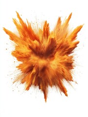 Poster - Orange powder explosion on white background studio shot high speed photography abstract art concept vibrant color