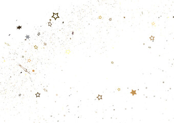 Fototapete - Stars - Banner with golden decoration. Festive border with falling glitter dust and stars.