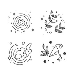 Fototapete - Celestial Harmony: Minimalist line art compositions intertwining cosmic swirls and organic botanical forms. Each design reflects a unique blend of celestial elements and natural simplicity.