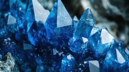 Poster - Radiant Blue Crystals in a Cosmic Landscape