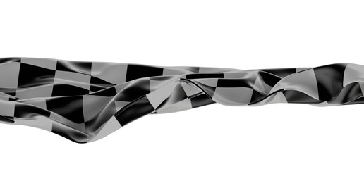 Poster - Wavy racing checkered flag with diagonal folds. Realistic 3d render
