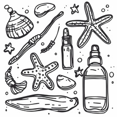 Poster - Ocean Elements Doodle Set 