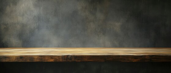 Poster - Ideal for showcasing modern kitchen products an empty kitchen counter with a wooden table top creates a versatile setting with a soft focus backdrop offering ample copy space image