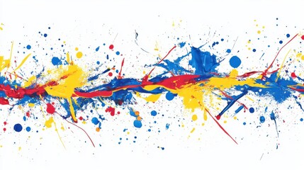 Aufkleber - Abstract Paint Splatter Art on White Background Studio Shot Horizontal Composition Bold Colors