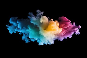 Poster - Colorful Ink Cloud Swirls in Water Abstract Art Photography on Black Background Studio Shot Close Up View