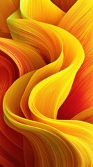 Poster - Abstract Yellow and Orange Flowing Lines Close Up Artful Design Warm Tones Modern Artistic Style