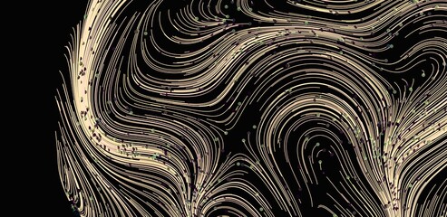 Leinwandbilder - Elegant beige lines swirl on black background.  Perfect for design projects.
