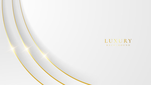 Abstract Luxury white and golden background with shining golden lines. Gold Curve on White