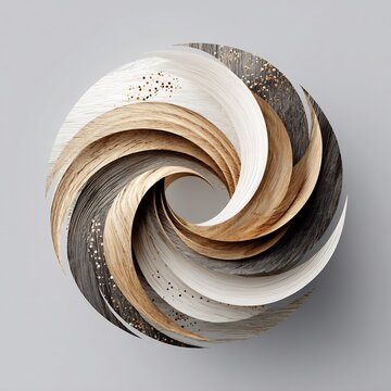 Abstract swirling vortex of layered textures in neutral and natural shades