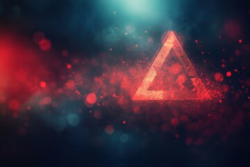 Aufkleber - Abstract Triangle Glowing Red on Dark Background with Bokeh Lights and Sparkles Artistic Render