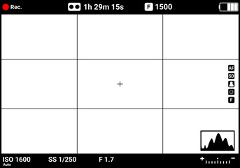 Wall Mural - Camera viewfinder. Camera display. Photo frame vector design. Camera screen mockup design.