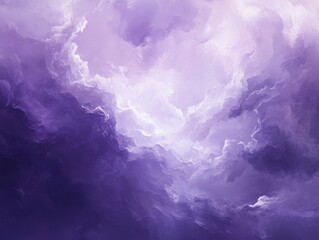 Poster - Ethereal purple clouds painting a dreamlike sky abstract digital art with soft light and dreamy atmosphere perfect for backgrounds