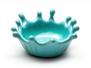 Poster - Turquoise ceramic splash bowl on white background close up studio shot product photography modern design kitchenware tableware