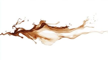 Poster - Coffee Splash Abstract Illustration on White Background Fluid Motion Graphic Design Element