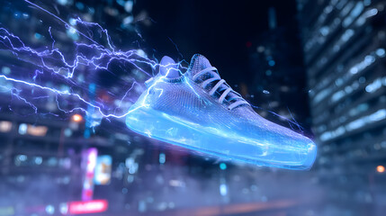 Poster - supercharged sneaker: a dynamic and energetic image showcasing a modern sneaker enhanced with vibran