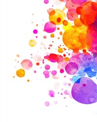 Aufkleber - Vibrant watercolor circles abstract art illustration on white background top angle artistic design for creative projects