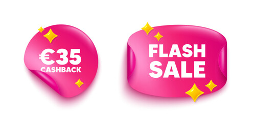Poster - cashback sticker tag. flash offer paper price banner. 35 eur cashback. money back offer sign. cash b