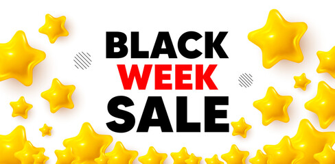 Poster - black week winner banner with 3d stars. golden stars banner. black week sale. special discount sign.