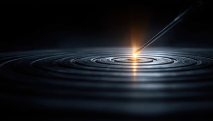 Poster - Abstract Water Ripples With Light Beam Reflection On Dark Background