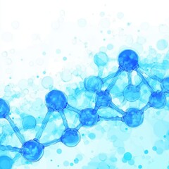 Aufkleber - Abstract watercolor rendering of molecular structure in blue hues for science or medical illustration background