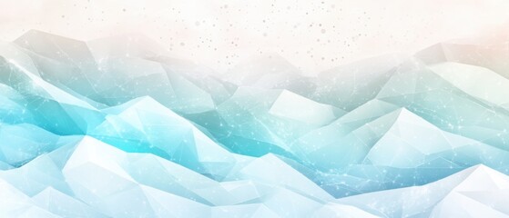Poster - Low Angle of Abstract Geometric Landscape with Light Blue and White Color Palette and Sparkle Effect for Backgrounds