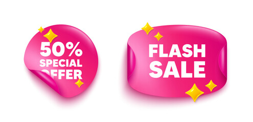 Poster - discount sticker tag. flash offer paper price banner. 50 percent discount offer tag. sale price prom