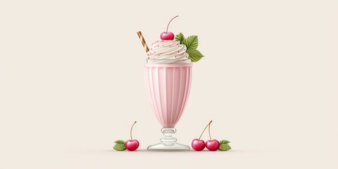 Poster - A clean white background with a simple pink and brown sundae illustration