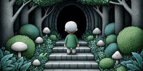 Aufkleber - A pixel art scene of a character leveling up through learning challenges in a retro game style