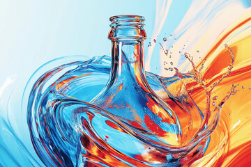 Poster - Mesmerizing digital illustration of swirling glass and water Generative AI