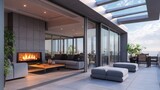 A stunning image of experience seamless indoor-outdoor living with an aluminium folding door to the terrace.