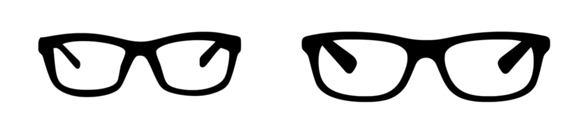 Poster - A contemporary depiction of hipster nerd style black glasses silhouette set against a white background