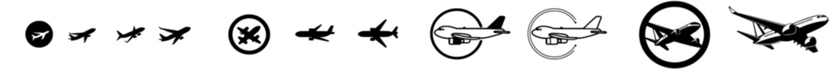 Poster - The plane icon set features an airplane icon with a modern design, representing flight transport and serving as a travel illustration and holiday symbol