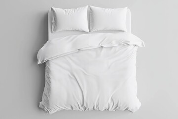Poster - Clean White Bedding Displayed in Minimalist Style from Above for Hotel or Home Decor Concepts and Restful Sleep