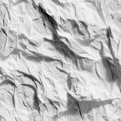 Poster - Close up of crumpled white paper texture abstract background top view studio shot of wrinkled sheet surface