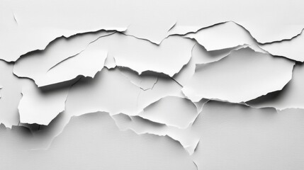 Poster - Macro of Peeling White Paint on Wall Showing Texture and Layers in Abstract Composition Studio Shot