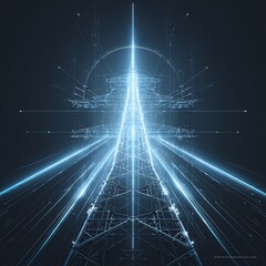 Poster - Futuristic power line design illustrating high-voltage transmission network