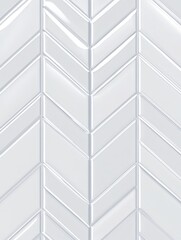 Poster - White Chevron Tile Pattern Close-Up; Modern Interior Design; Glossy Ceramic Wall Covering; Herringbone Style; Minimalist Aesthetic; Studio Shot