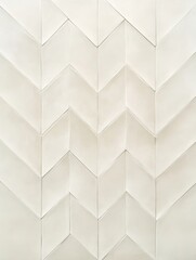Poster - Creamy white chevron pattern wall detail close up architectural design interior background full frame neutral color palette minimalist style