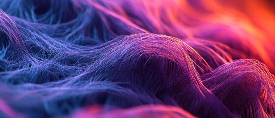 Poster - Abstract Purple and Orange Fibers Flowing in a Wavy Pattern Close Up Macro Shot with Dreamy Lighting and Depth of Field
