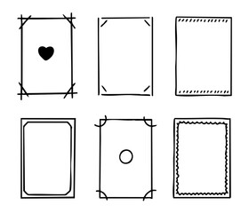 Poster - Blank text frames and picture borders set, empty hand drawn doodle, text box, decorative sticker. illustration.