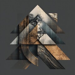 Poster - Geometric Nature: Abstract composition of natural textures within triangle forms