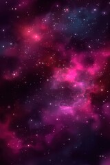 Poster - Vivid Pink Nebula and Starfield in Deep Space Digital Art Vertical Background Galaxy Cosmic Scene