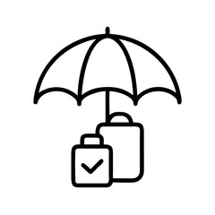 Poster - Travel insurance protection, luggage safety, line art illustration
